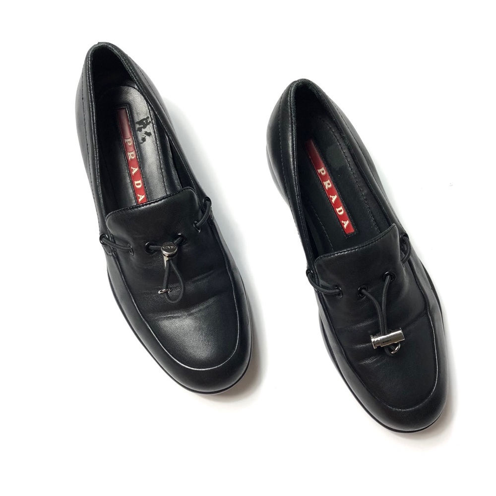 PRADA Black Leather Slip On Shoes